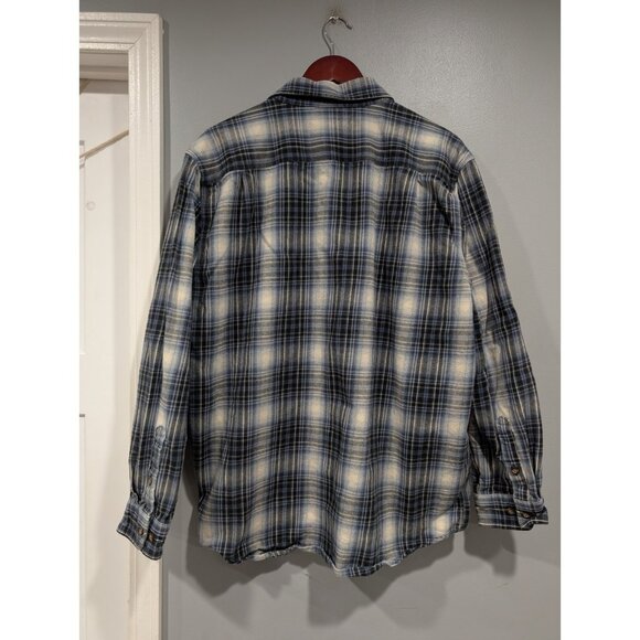 Carhartt Relaxed Fit Flannel Shirt Mens L Plaid Casual Button Down Pocket Blue - Picture 3 of 16